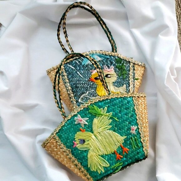 Vintage 2 Easter Baskets OOAK Wicker - Picture 10 of 16